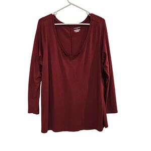 Lane Bryant Red Classic Scoop Neck Long Sleeve T-Shirt Basic Tee Size 18/20